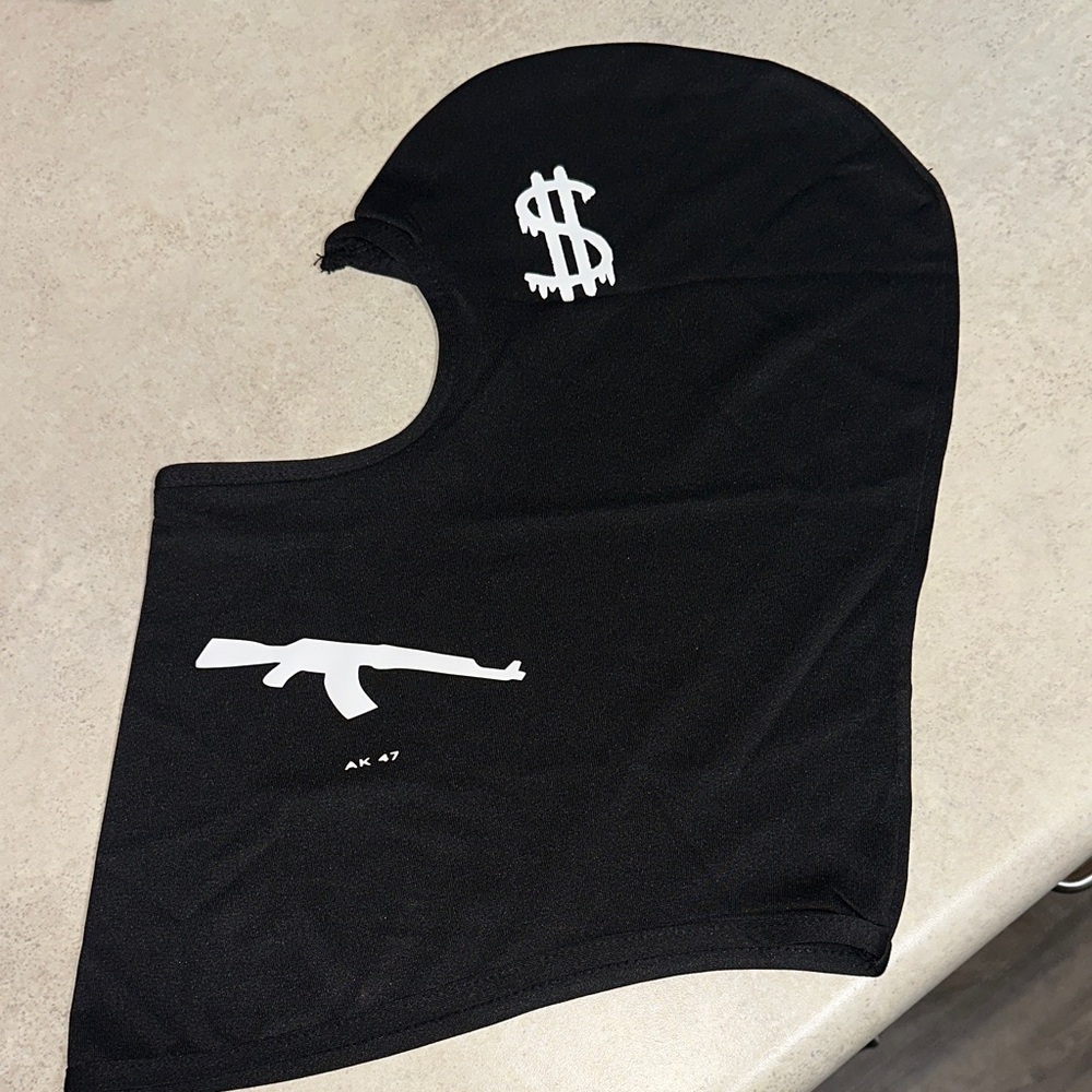 Black Balaclava with White Graphics